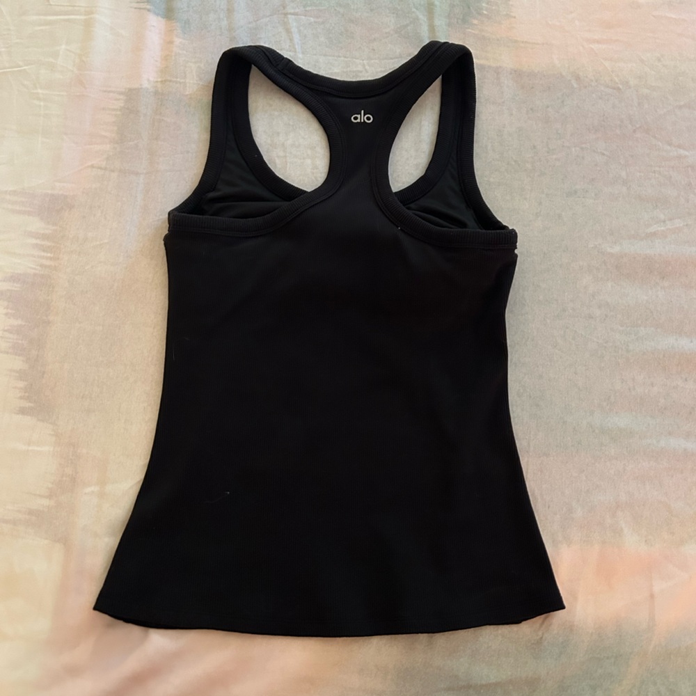Black ribbed all tank top